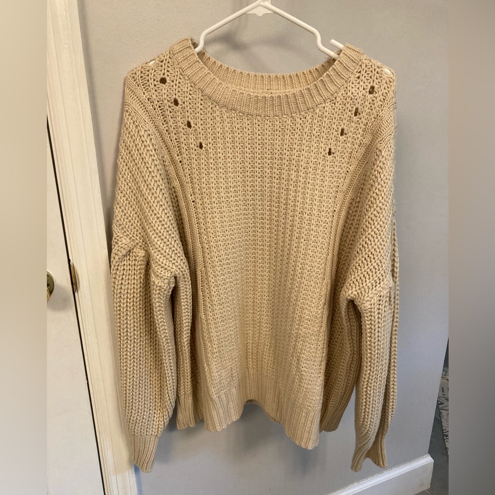 NWT Kori Curve Hamilton 1X crochet sweater cream